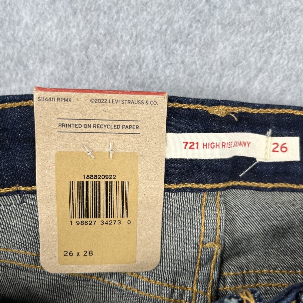 Levis 721 High Rise Skinny Denim Jeans Womens 26x28 dark Wash New NWT - Picture 9 of 14